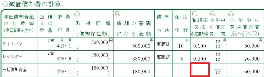 所得税】決算書「減価償却費の計算」で、一括償却資産の償
